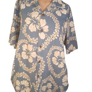 Kuuipo Sportswear Blue Hibiscus Print Shirt